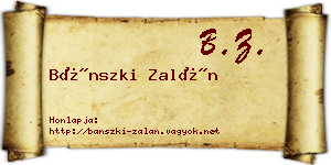 Bánszki Zalán névjegykártya