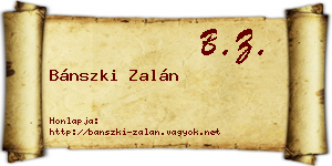 Bánszki Zalán névjegykártya